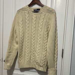Ralph Lauren Men's Cream Cable Knit Sweater